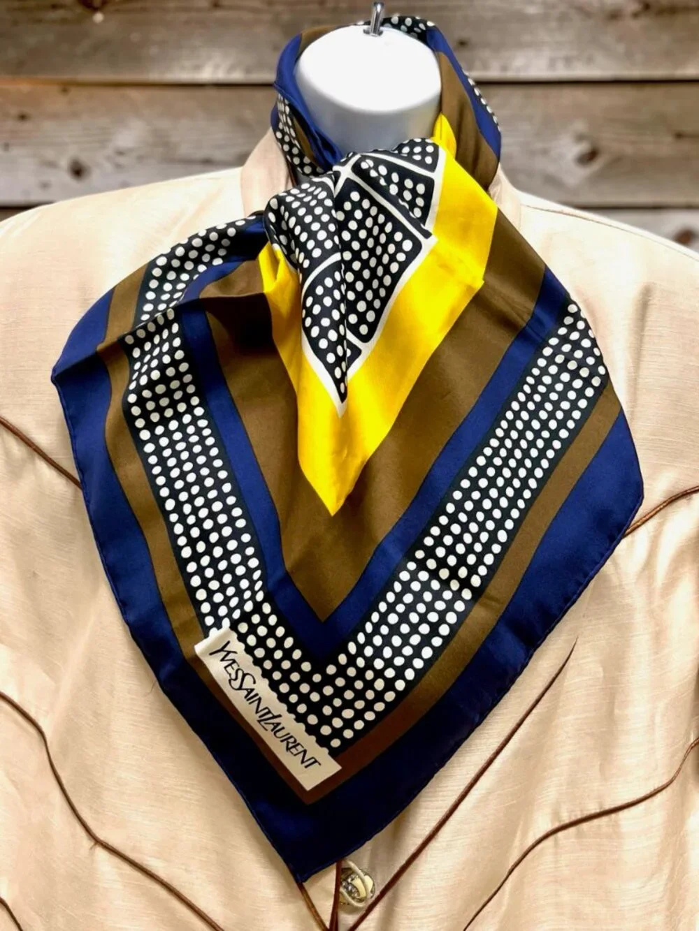 Unused -Yves Saint Laurent  Silk  Satin Scarf 23